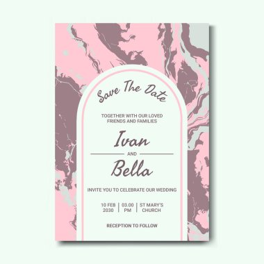 Seçkin Düğün Davetiyesini Mermer Arkaplanlı Kaydet