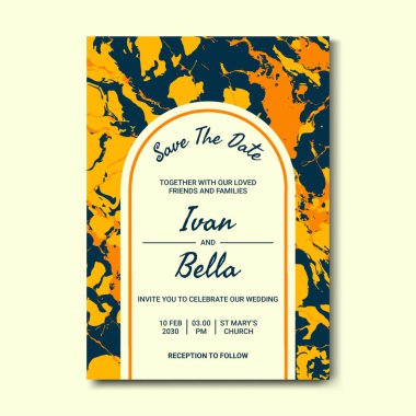 Seçkin Düğün Davetiyesini Mermer Arkaplanlı Kaydet