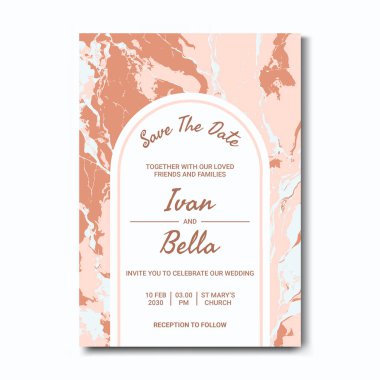 Seçkin Düğün Davetiyesini Mermer Arkaplanlı Kaydet