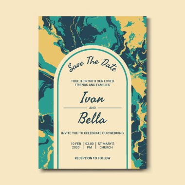 Seçkin Düğün Davetiyesini Mermer Arkaplanlı Kaydet