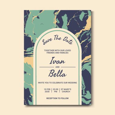 Seçkin Düğün Davetiyesini Mermer Arkaplanlı Kaydet