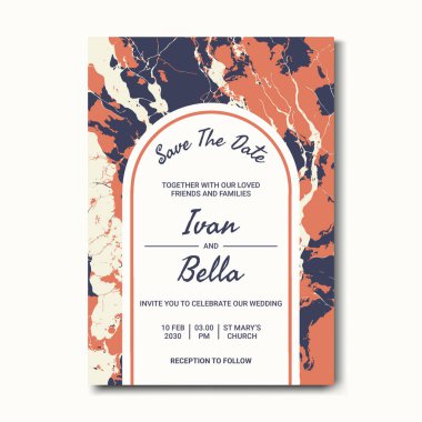 Seçkin Düğün Davetiyesini Mermer Arkaplanlı Kaydet