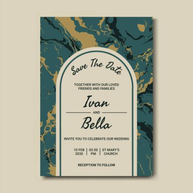 Seçkin Düğün Davetiyesini Mermer Arkaplanlı Kaydet