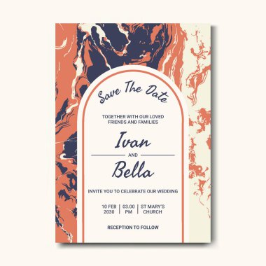 Seçkin Düğün Davetiyesini Mermer Arkaplanlı Kaydet