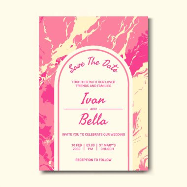 Seçkin Düğün Davetiyesini Mermer Arkaplanlı Kaydet