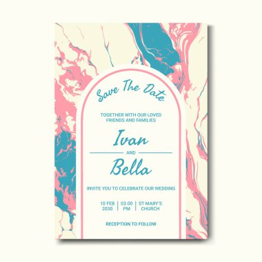 Seçkin Düğün Davetiyesini Mermer Arkaplanlı Kaydet