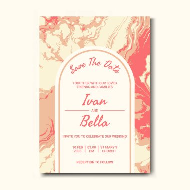 Seçkin Düğün Davetiyesini Mermer Arkaplanlı Kaydet