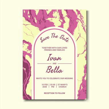 Seçkin Düğün Davetiyesini Mermer Arkaplanlı Kaydet