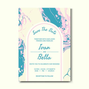 Seçkin Düğün Davetiyesini Mermer Arkaplanlı Kaydet