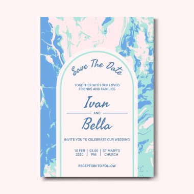 Seçkin Düğün Davetiyesini Mermer Arkaplanlı Kaydet