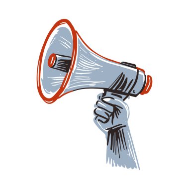 El ele megafon tutarak, protesto ederek ya da elde çizilmiş illüstrasyon tarzıyla bir duyuru yaparak.