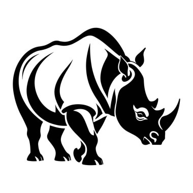 Zarif Siyah ve Beyaz Gergedan Silueti