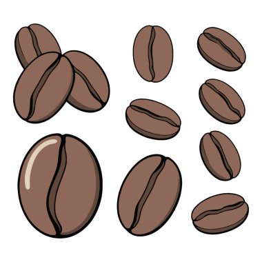 Farklı pozisyonlarda kahve çekirdekleri koleksiyonu