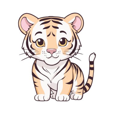 Kocaman gözleri olan sevimli çizgi film kaplanı yavrusu.