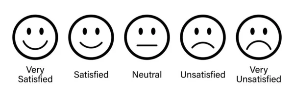 Emojileri özetle siyah olarak belirledim. Geribildirim duygu simgeleri koleksiyonu. Tatmin olmuş, tatmin olmuş, tarafsız, tatminsiz emojiler. Düz ikon derecelendirme ve geri bildirim emojileri simgeleri ana hatlarıyla siyah.