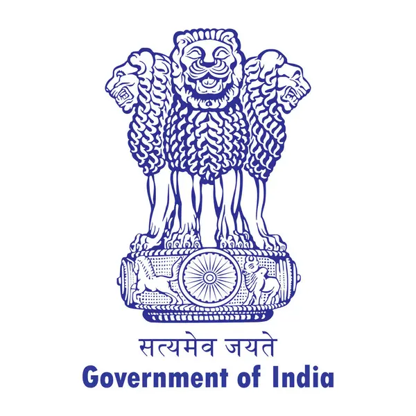 Ashok Sütun sembolü mavi. Satyamev jayete sembolü. Hindistan hükümeti sembolü mavi renkli (Hindistan Amblemi). Hindistan Hükümeti Ashok Stambh sembolü beyaz arka planda izole edildi.
