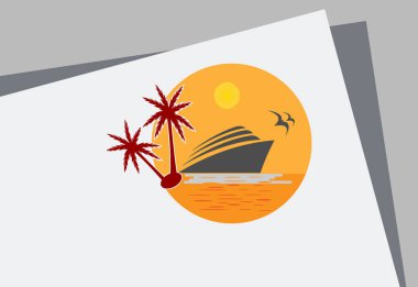 plaj logo vektör illüstrasyonu