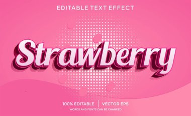 3B çilek vektör metin efekti düzenlenebilir