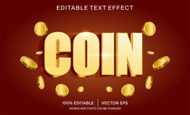3B madeni para altın vektör metin efekti düzenlenebilir