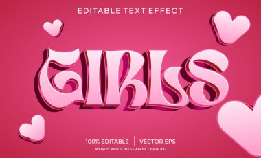 3D kızlar metin efekti düzenlenebilir