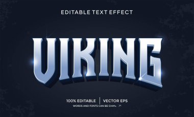 3D gümüş viking vektör metin efekti düzenlenebilir
