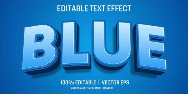 Modern biçim tasarımlı düzenlenebilir mavi vektör metin efekti
