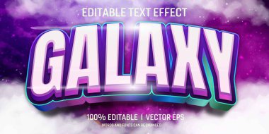 Galaksi vektörü 3B metin efekti modern biçim tasarımıyla