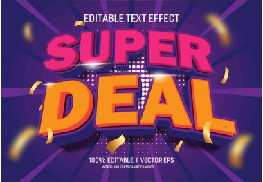 Modern biçim tasarımlı süper anlaşma vektörü 3d metin efekti