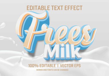 Düzenlenebilir süt vektörü 3d metin efektini modern biçim tasarımıyla serbest bırakır