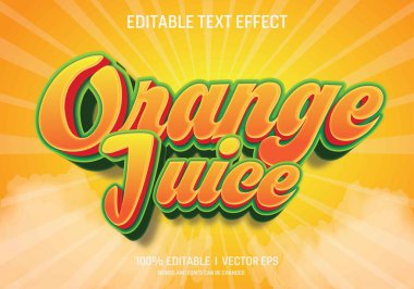 Editable orange juice vector 3d text effect with modern style design clipart svg vector 