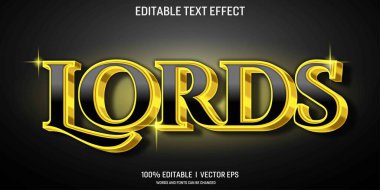 düzenlenebilir altın lordlar vektör 3d metin efekti modern tarz tasarımı ile