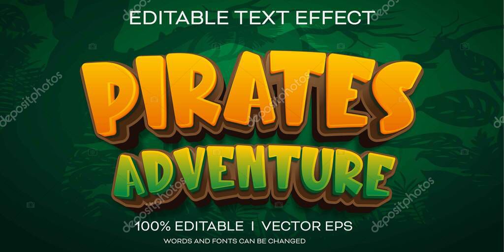 Editable pirates adventure vector 3d text effect with modern style design