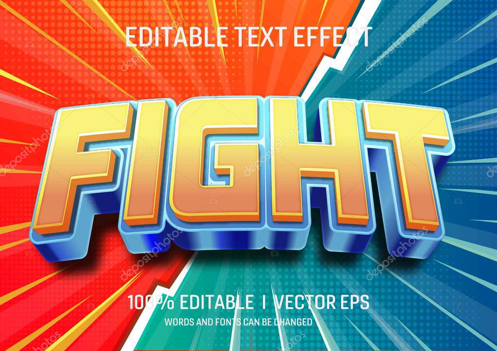 Editable fight vector 3d text effect with modern style design