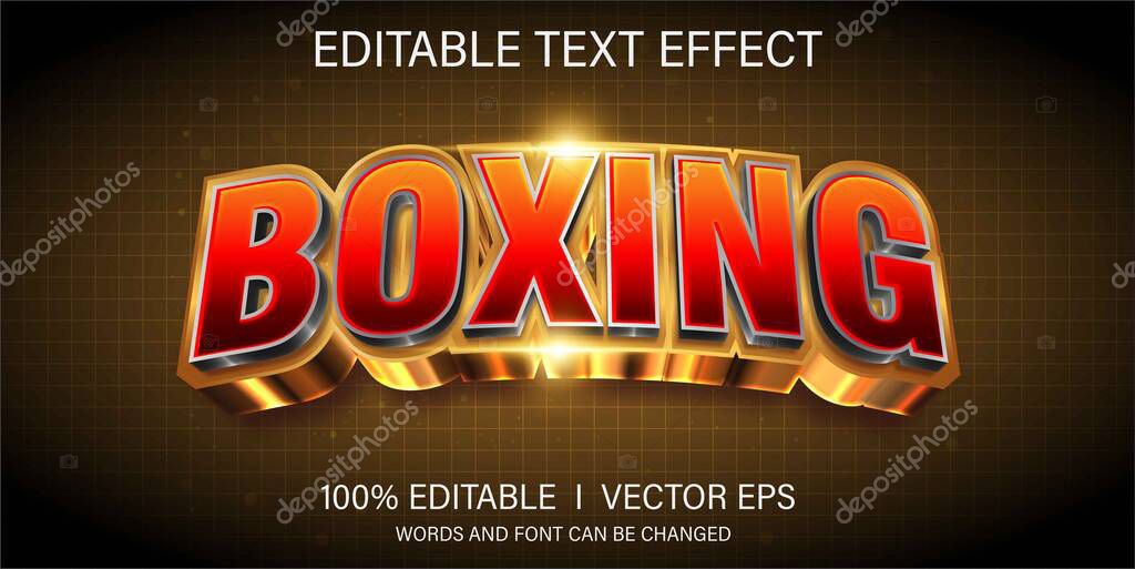 Editable boxing vector text effect with modern style design