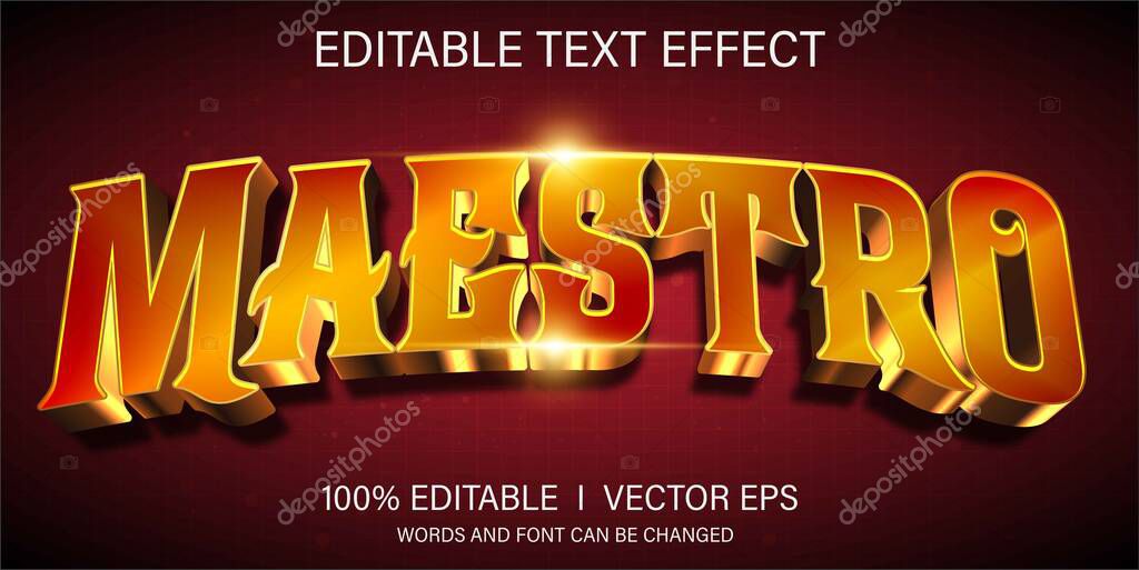 Editable maestro vector text effect with modern style design