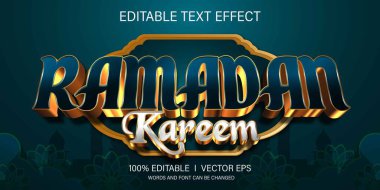 Modern biçim tasarımlı düzenlenebilir ramadan kareem vektör metin efekti