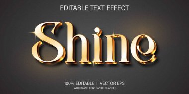 Modern biçim tasarımlı düzenlenebilir parlaklık vektör metin efekti