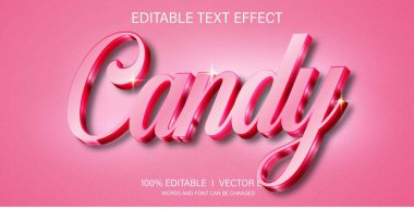 Modern biçim tasarımlı düzenlenebilir şeker 3d vektör metin efekti