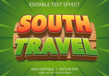 editable south travel vector text effect with modern style design clipart