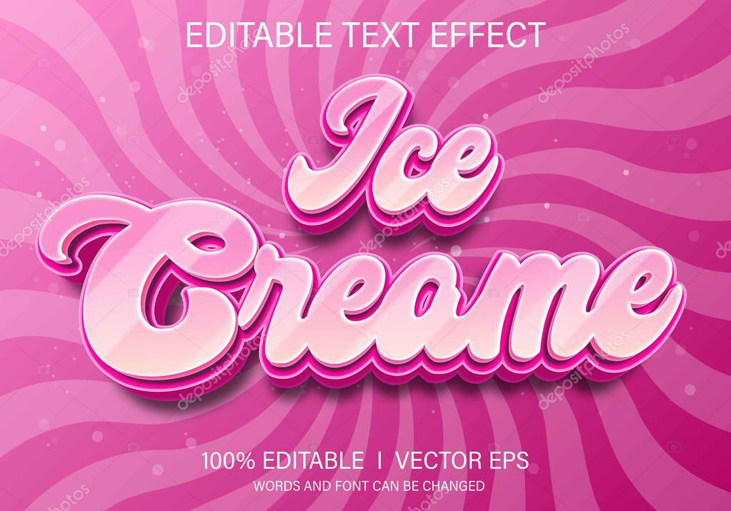 Editable ice creame vector text effect with modern style design