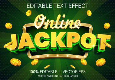 Modern stil tasarımlı düzenlenebilir çevrimiçi jackpot 3d vektör metin efekti
