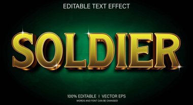 Modern stil tasarımlı düzenlenebilir asker 3d vektör metin efekti