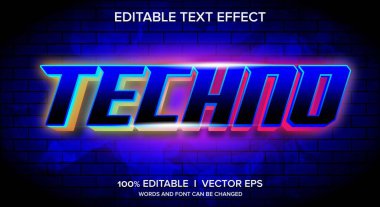 Modern tarz tasarımı ile düzenlenebilir tekno 3d vektör metin efekti