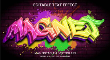 Modern biçim tasarımlı düzenlenebilir mıknatıs vektör metin efekti