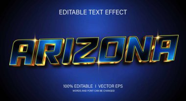 Modern biçim tasarımlı düzenlenebilir arizona 3d vektör metin efekti