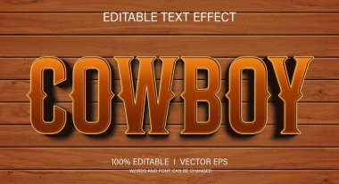 Modern stil tasarımlı düzenlenebilir kovboy vektör metin efekti