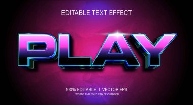 editable play 3d vector text effect with modern style design clipart