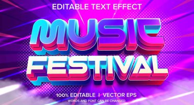 Modern tarz tasarımla düzenlenebilir müzik festivali 3d vektör metin efekti
