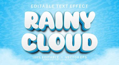 Modern biçim tasarımlı düzenlenebilir yağmurlu bulut vektör metin efekti