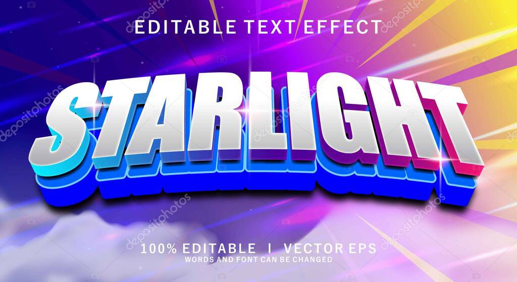 Editable starlight vector text effect with modern style design